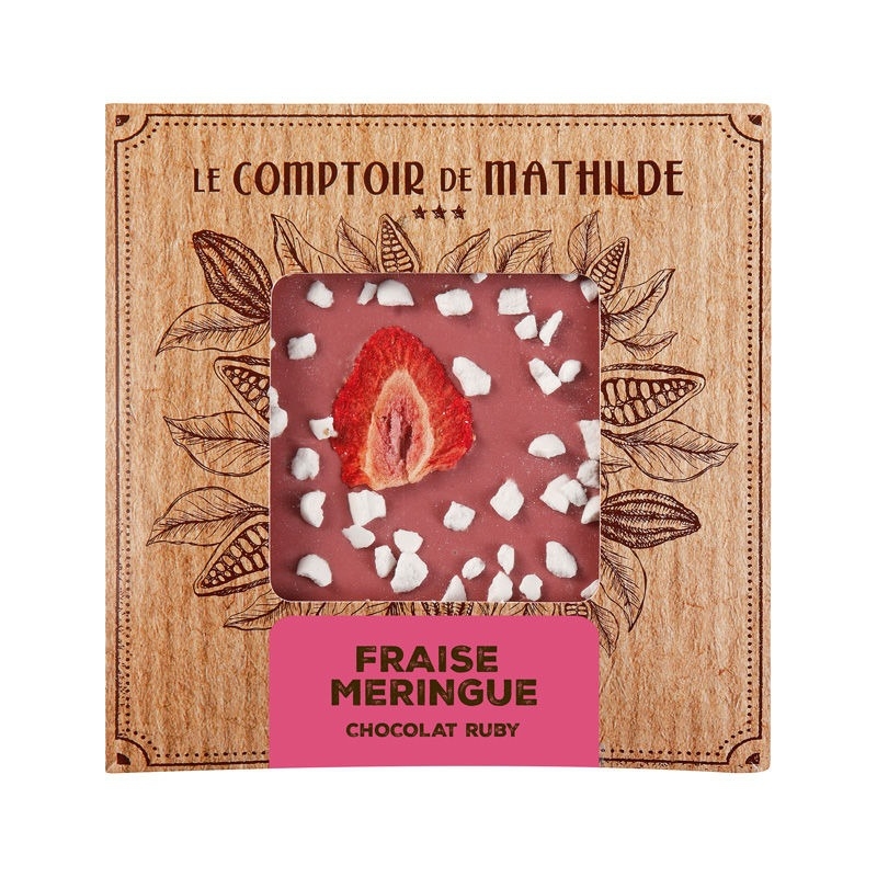 Tablette Chocolat Ruby " Fraise & Meringue" Le Comptoir de Mathilde