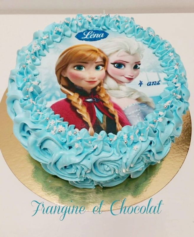 Gâteau décoré Reine des neiges et Anna