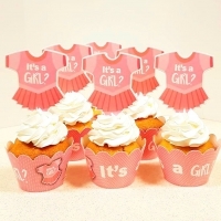 Cupcakes à thème baby shower fille