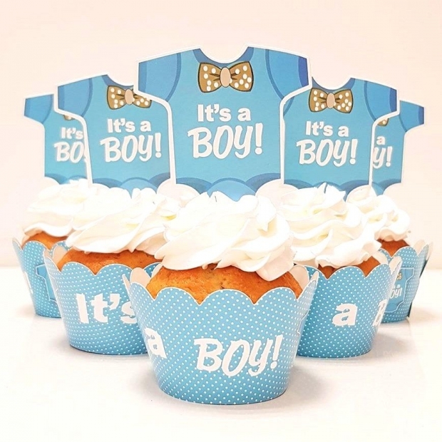 Cupcakes à thème baby shower garçon 